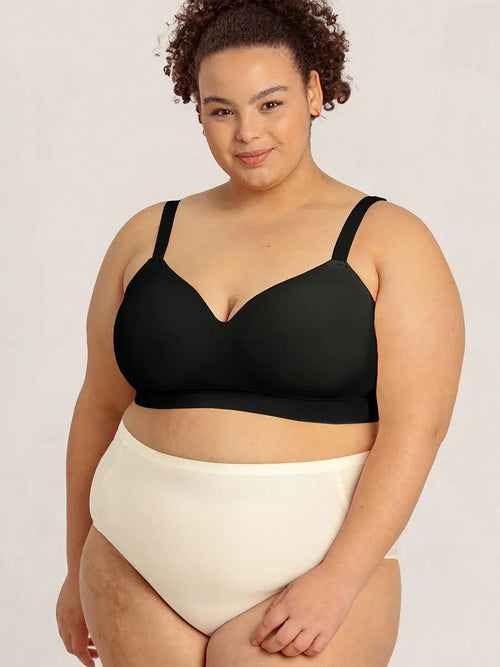Ensemble 2 Soutien-Gorge Confort Formant Sans Fil et 2 Culottes Taille Haute Gainante