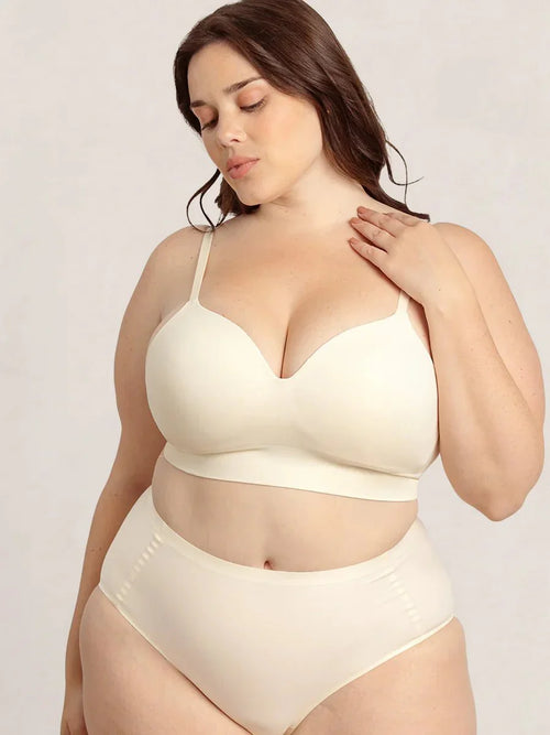 Ensemble 2 Soutien-Gorge Confort Formant Sans Fil et 2 Culottes Taille Haute Gainante