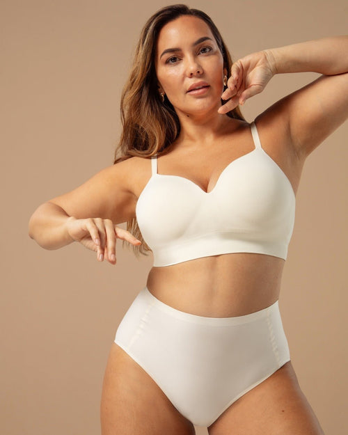 Ensemble 2 Soutien-Gorge Confort Formant Sans Fil et 2 Culottes Taille Haute Gainante